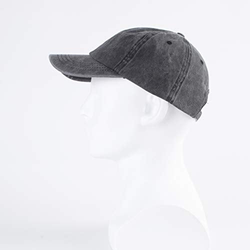LANGZHEN Unisex Baseball Cap 100% Cotton Fits Men Women Washed Denim Adjustable Dad Hat(Black) - Image 4