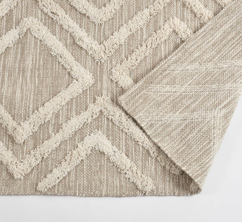 Slazie Cotton Soft Multi-Purpose Floor Rug for Bedroom Living Room|Kitchen Runner|Bedside Runner |Bed Runner|Reversible|2x5 Feet| (Beige) - Image 4