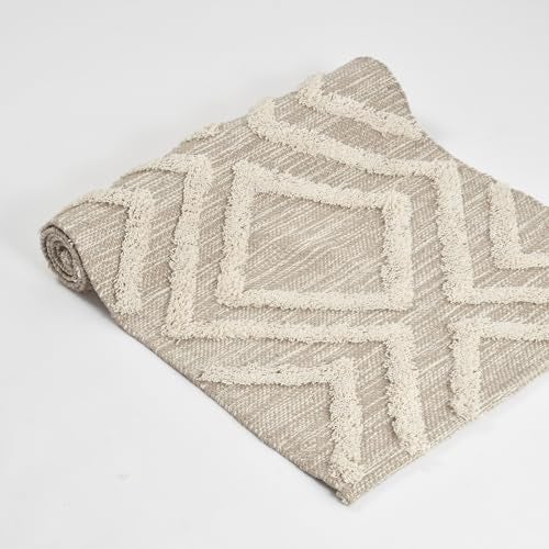 Slazie Cotton Soft Multi-Purpose Floor Rug for Bedroom Living Room|Kitchen Runner|Bedside Runner |Bed Runner|Reversible|2x5 Feet| (Beige) - Image 2