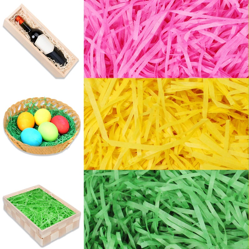 JOYIN Easter Grass Crinkle Cut Recyclable Paper Shred Filler(Pink, Yellow and Green) for Gift Wrapping, Wedding Birthday Craft Boxes Bags Filling, Party Decoration, Basket Grass Stuffers 280g (10 oz) - Image 2