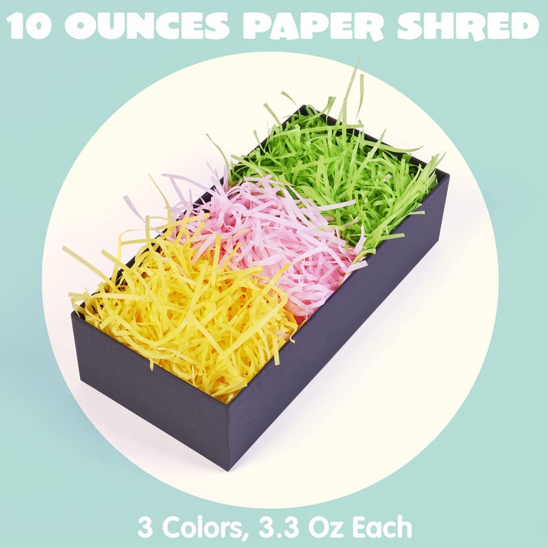 JOYIN Easter Grass Crinkle Cut Recyclable Paper Shred Filler(Pink, Yellow and Green) for Gift Wrapping, Wedding Birthday Craft Boxes Bags Filling, Party Decoration, Basket Grass Stuffers 280g (10 oz) - Image 3