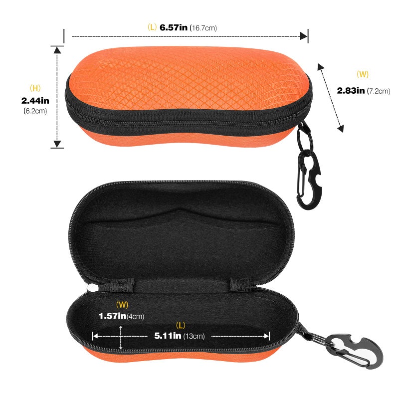 MoKo EVA Semi Hard Shell Sunglasses Case, Unisex Protective Eyeglass Case Glasses Case Holder with Metal Hanging Hook Mini Screwdriver for Men Women, Black & Orange - Image 5