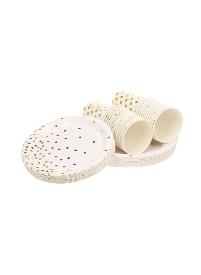 NIBEMINENT Pack Of 180 Paper Cup And Plate White/Gold  - Image 4