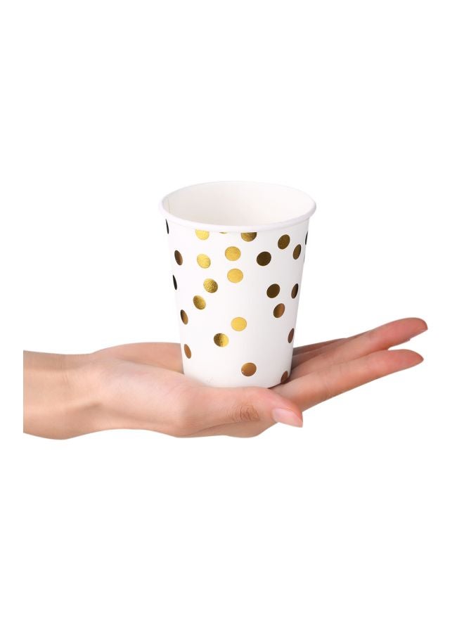 NIBEMINENT Pack Of 180 Paper Cup And Plate White/Gold  - Image 5