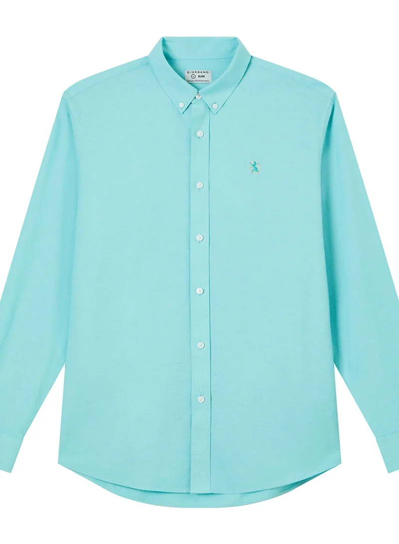 GIORDANO  Men’s Cotton Slim Oxford Shirt with Embroidery for Men | Best Price UAE
