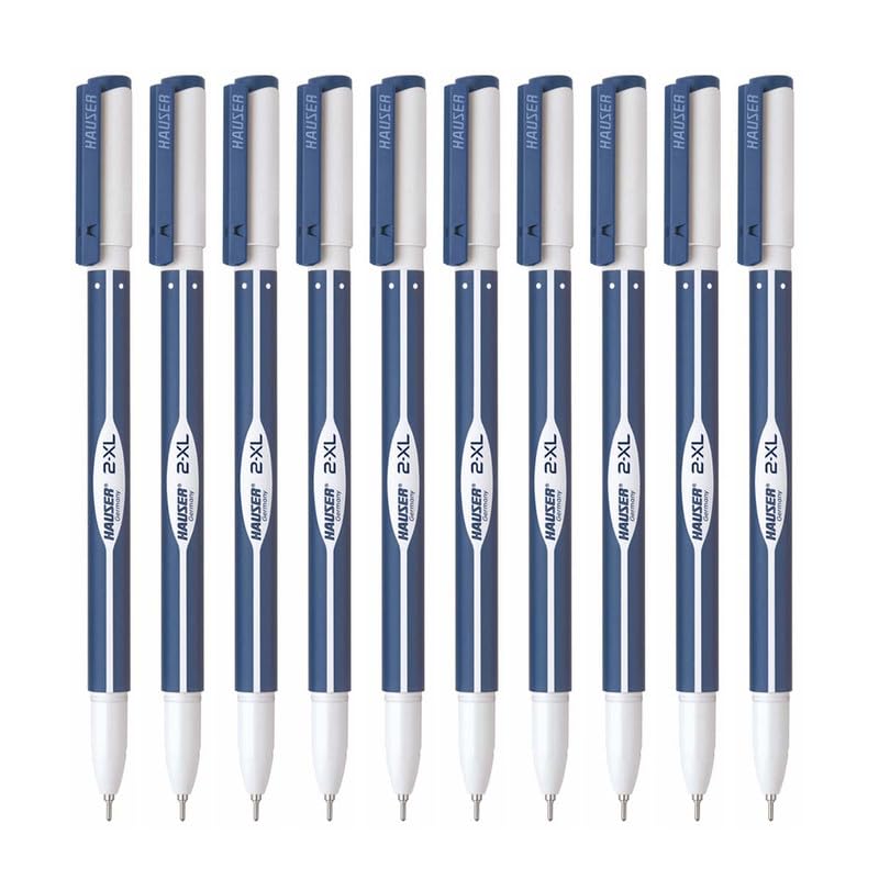 Hauser 2 XL Fine Tip Ball Pen | 2-XL Writing Length with Jumbo Refill | Minimalistic & Aesthetic Body Design | Blue Ink, Pack Of 10 - Image 5