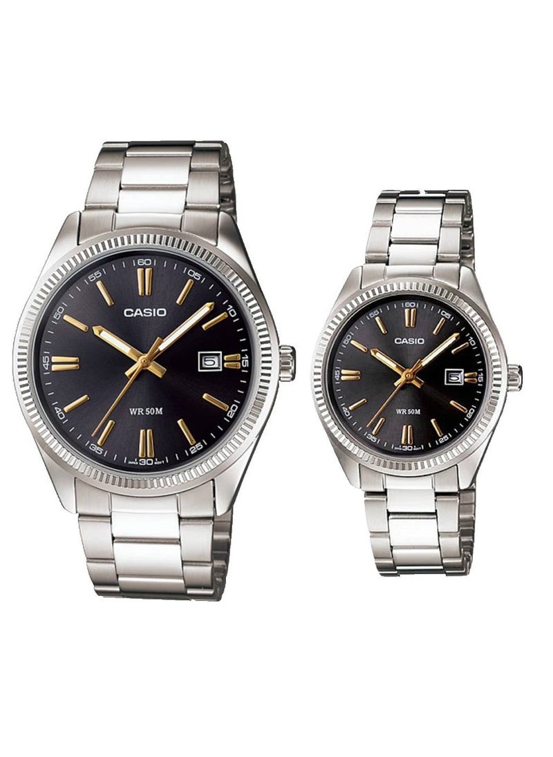 CASIO Casio Stainless Steel band couple watch MTP/LTP-1302D-1A2VDF 