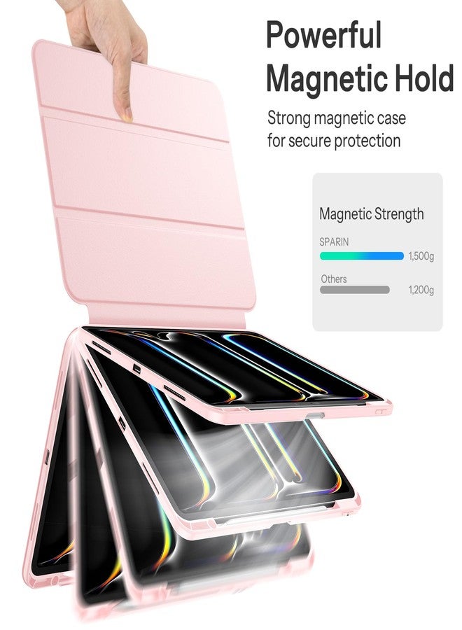 SPARIN Case for iPad Pro 13 inch 2024-M4 with Pencil Holder, Detachable Magnetic Hybrid Protective Cover, Portrait/Landscape Stand, Durable Protection, Auto Wake/Sleep -Pink - Image 4