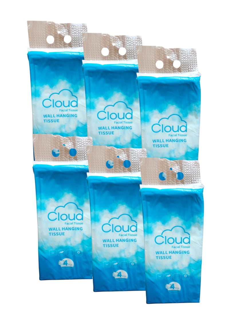 كلاود 6 عبوات من مناديل معلقة على الحائط مكونة من 4 طبقات تحتوي كل عبوة على 1200 منديل - Image 3