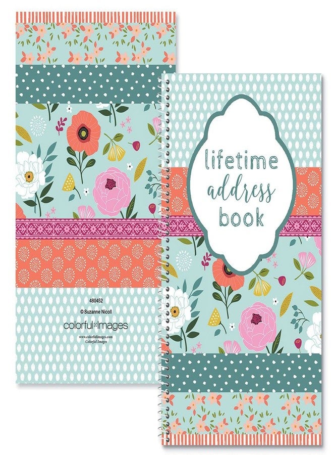 Current Chic Blooms Address Book - 94 Pages; Small 5" x 8-1/2" Size for Purse or Office, Spiral Bound Soft Cover Organizer for Contacts, Addresses, Email, & Phone Numbers + 50 Replacement Stickers - Image 4