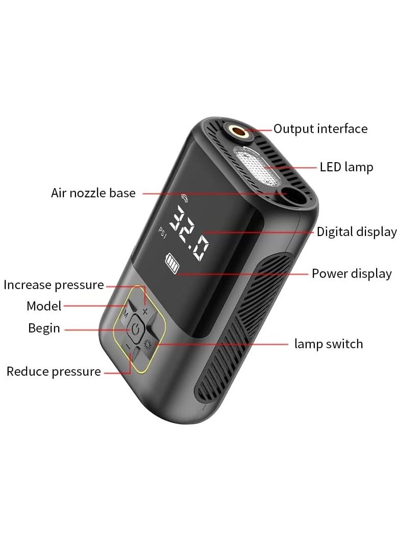 VAYMAY VAYMAY Electric Tire Inflator Air Pressure Pump for Car Air Pump Tire Inflator with Digital Pressure 150PSI, 2000mAh Battery, Auto Off, Air Compressor for Car, Bike, Bicycle & Ball With Emergency LED  - Image 2