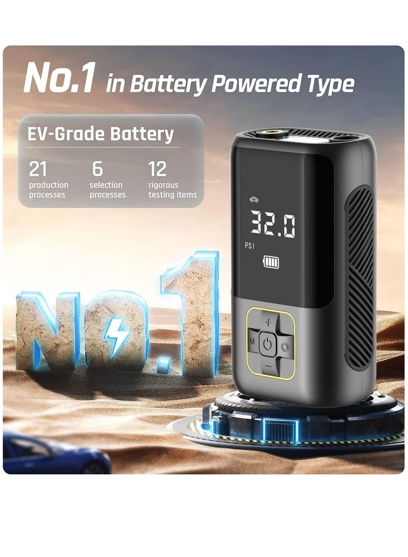 VAYMAY VAYMAY Electric Tire Inflator Air Pressure Pump for Car Air Pump Tire Inflator with Digital Pressure 150PSI, 2000mAh Battery, Auto Off, Air Compressor for Car, Bike, Bicycle & Ball With Emergency LED  - Image 4