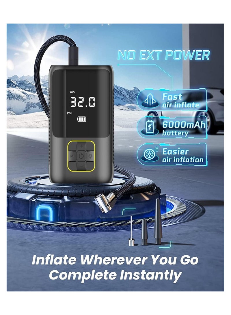 VAYMAY VAYMAY Electric Tire Inflator Air Pressure Pump for Car Air Pump Tire Inflator with Digital Pressure 150PSI, 2000mAh Battery, Auto Off, Air Compressor for Car, Bike, Bicycle & Ball With Emergency LED  - Image 5
