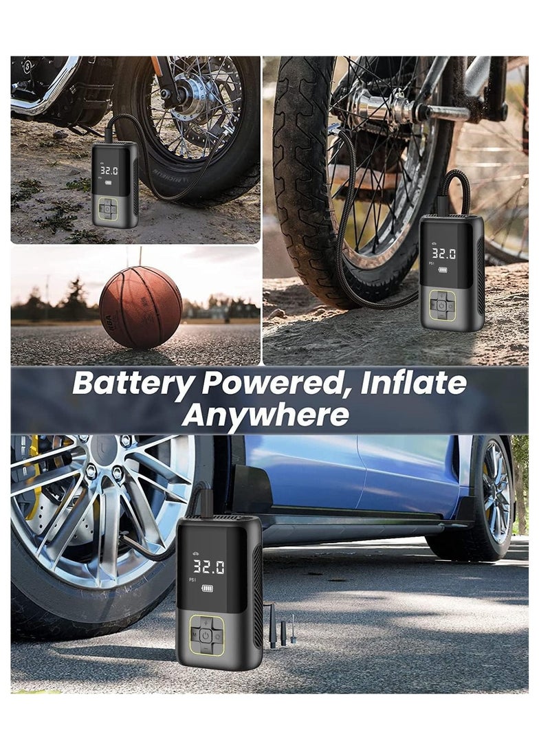 VAYMAY VAYMAY Electric Tire Inflator Air Pressure Pump for Car Air Pump Tire Inflator with Digital Pressure 150PSI, 2000mAh Battery, Auto Off, Air Compressor for Car, Bike, Bicycle & Ball With Emergency LED  - Image 3