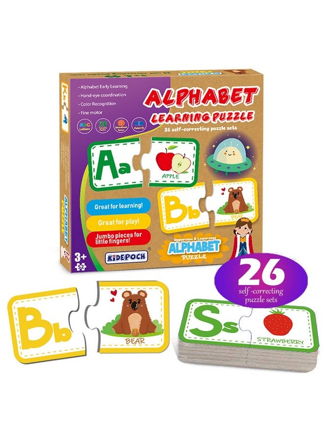 Kidepoch Puzzles For Kids Ages 34 26 Sets Selfcorrecting Alphabet Puzzles For Toddlers Perfect Matching Puzzles For Kids Ages 35  - Image 1