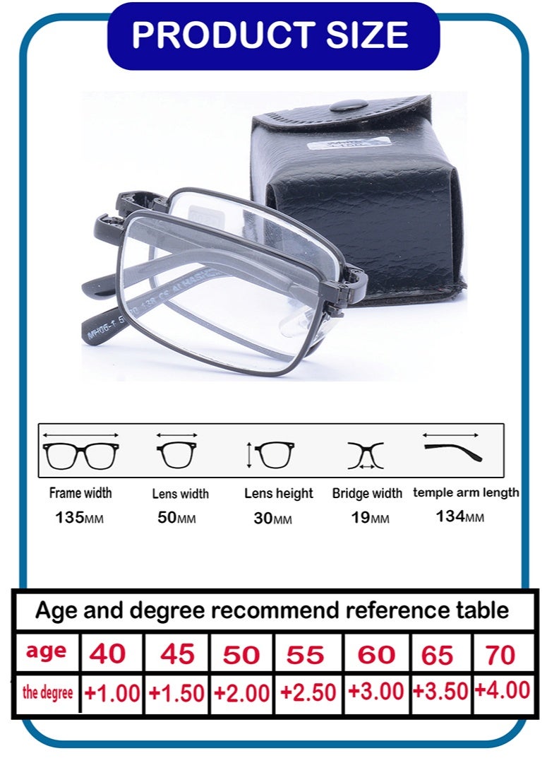 Foldable reading glasses for men and women - with case and cleaning cloth - Image 3