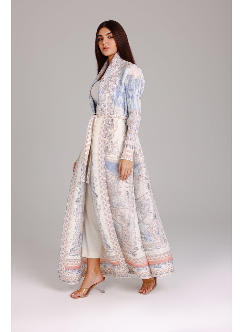 IKKXA Belted Open Colorful Printed Freesize Abaya ABY1191 Multicolor - Image 3