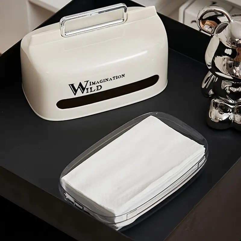 Wrixty Tissue Box Cover with Handle Shape Lifting Tissue Box Desktop Pumping Paper Box Living Room Home Creative Napkin Holder Paper Box Tissue Holder - Image 3