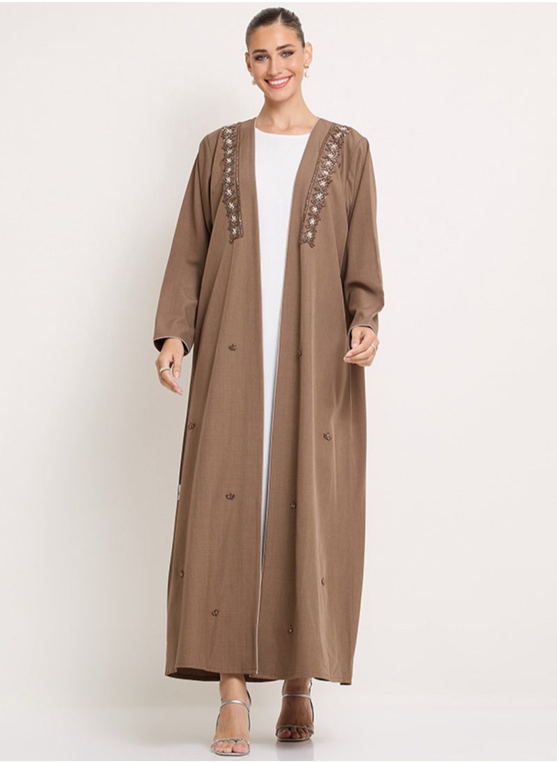 Rosette Abaya Royal Embellished Abaya With Hand Embroidery  - Image 1