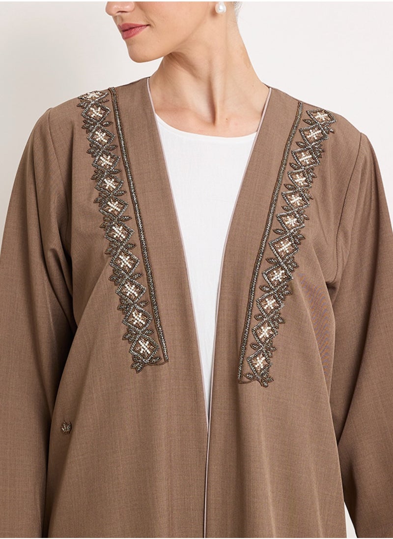 Rosette Abaya Royal Embellished Abaya With Hand Embroidery  - Image 3