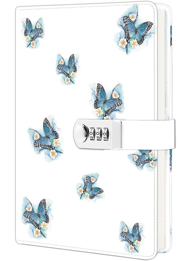 erorex Diary With Lock Writing Notebook With Card Holder Faux Leather Cover Diary Refillable Password A5 Diary For Girls Women 8.5 X 5.9 Inches  - Image 1