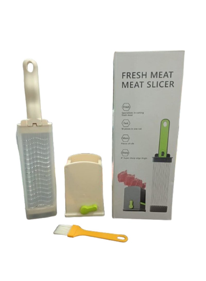 Manual Meat Grinder and Slicer - Stainless Steel Blades Cuts Up to 18 Slicesand Cleaning Brush, Ideal for Meat and Vegetables - Image 1
