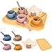 YOFOTHS Kids Silicone Tea Party Set Pretend Play Tea Set with Teapot 4 Cups with Saucers Tray and Scoops Safe Kitchen Toys for Ages 36 - Image 2