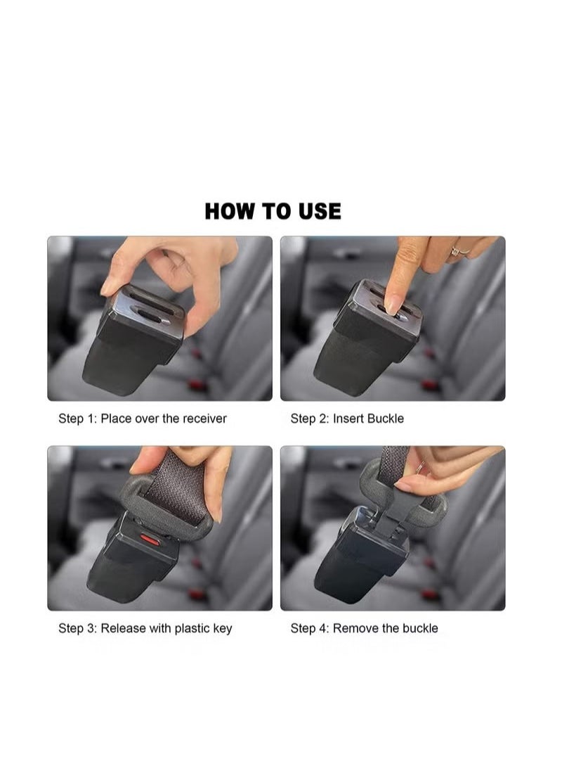 Realfrog - Seat Belt Lock Cover, Seat Buckle Guard Belt Cover Locks for Kids, Prevent Kids or Special Groups from Unbuckle Seat Belts, Universal Fit, Black, 2 Pcs - Image 1