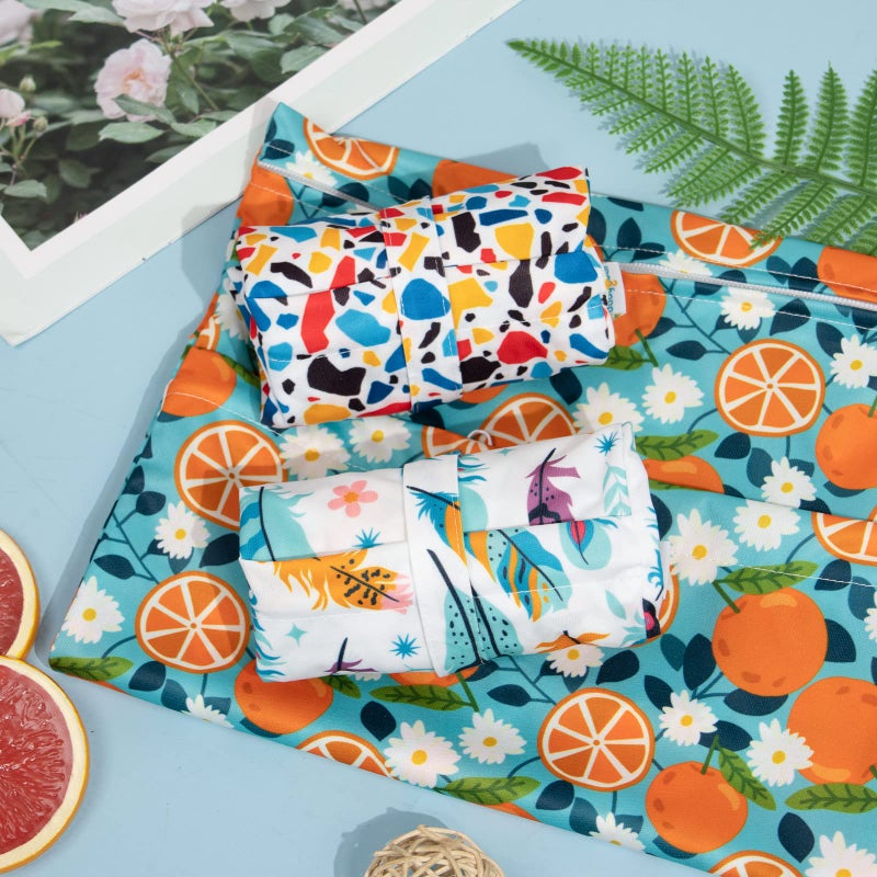 babygoal Wet Dry Bags for Baby Cloth Diapers, Washable Travel Bags, Beach, Pool, Gym Bag for Swimsuits & Wet Clothes with Two Zippered Pockets 3 Pack, 3LN21 - Image 4