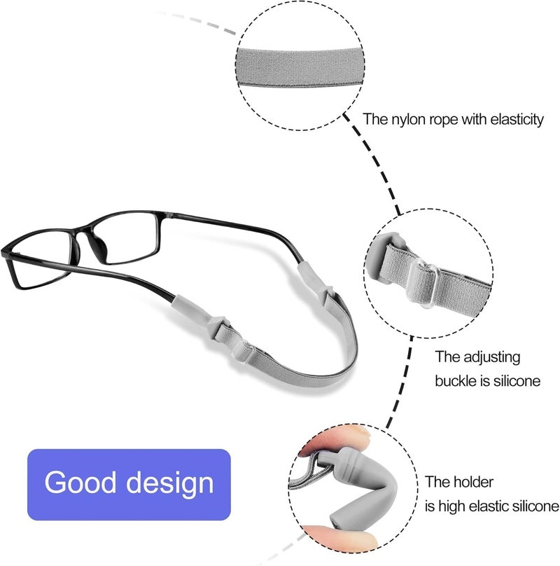 MsAnya Glasses Straps, 6 Pcs Adjustable Eyewear Retainer, No Tail Sunglasses Strap, Glasses Holder Straps for Men, Kids Women With 3 Pairs Ear Hooks - Image 5