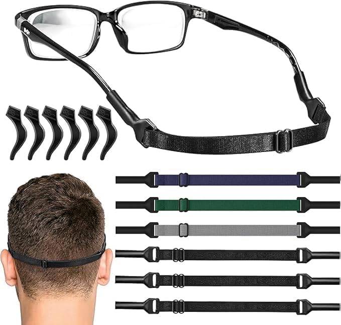 MsAnya Glasses Straps, 6 Pcs Adjustable Eyewear Retainer, No Tail Sunglasses Strap, Glasses Holder Straps for Men, Kids Women With 3 Pairs Ear Hooks - Image 1