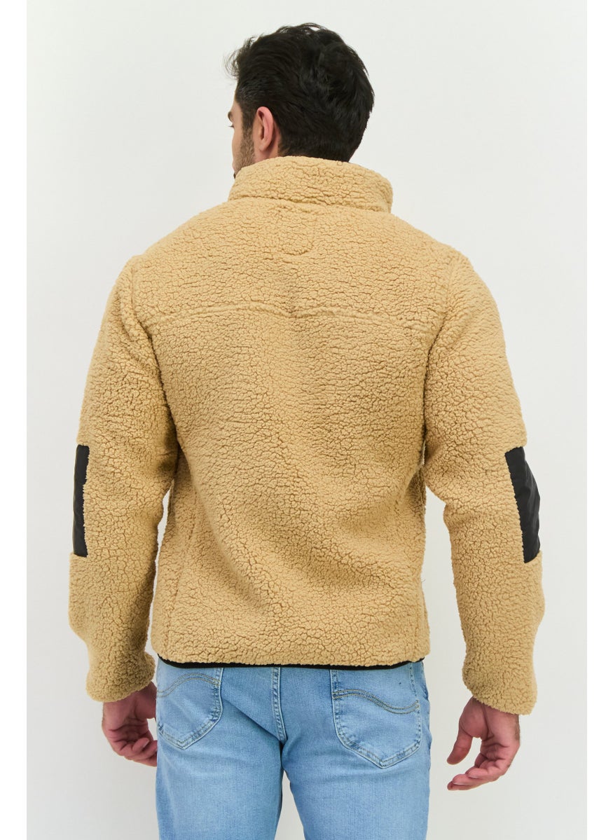 NAUTICA - Men Textured Sherpa Jacket, Tan - Image 1