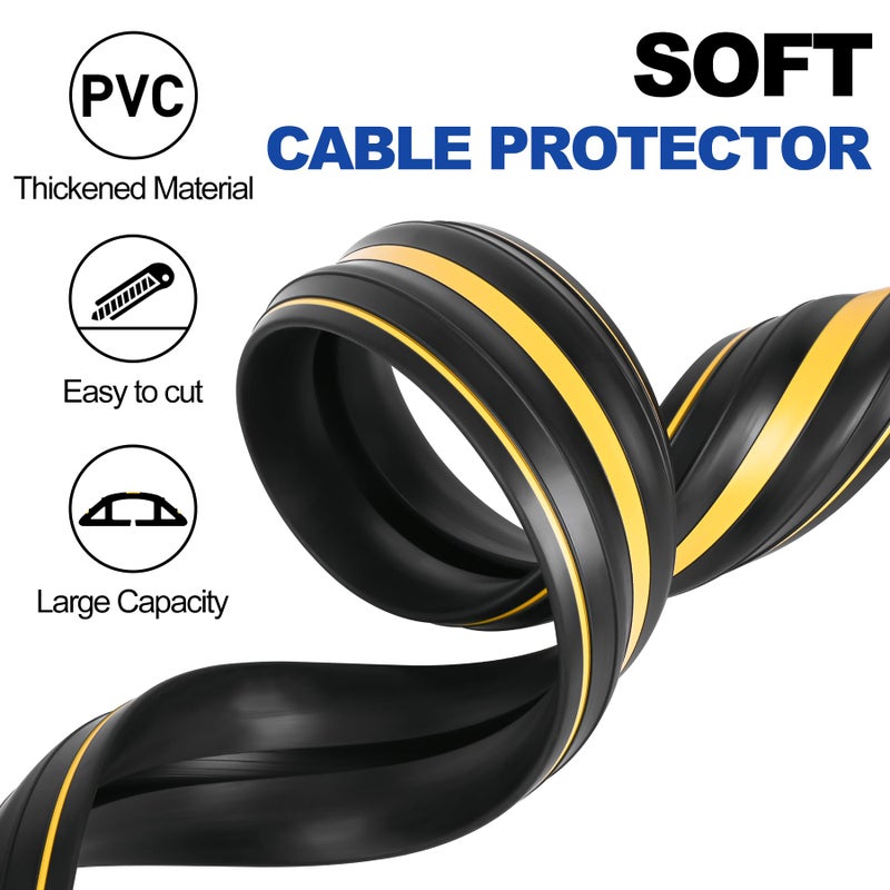 Papillon 10Ft Cord Covers for Wires on Floor, 3-Channel Heavy Duty Floor Cord Cover with Anti-Slip Base & Yellow Warning Strips, Extension Cord Covers for Floor, Ideal for Home, Office, Outdoor Use - Image 3