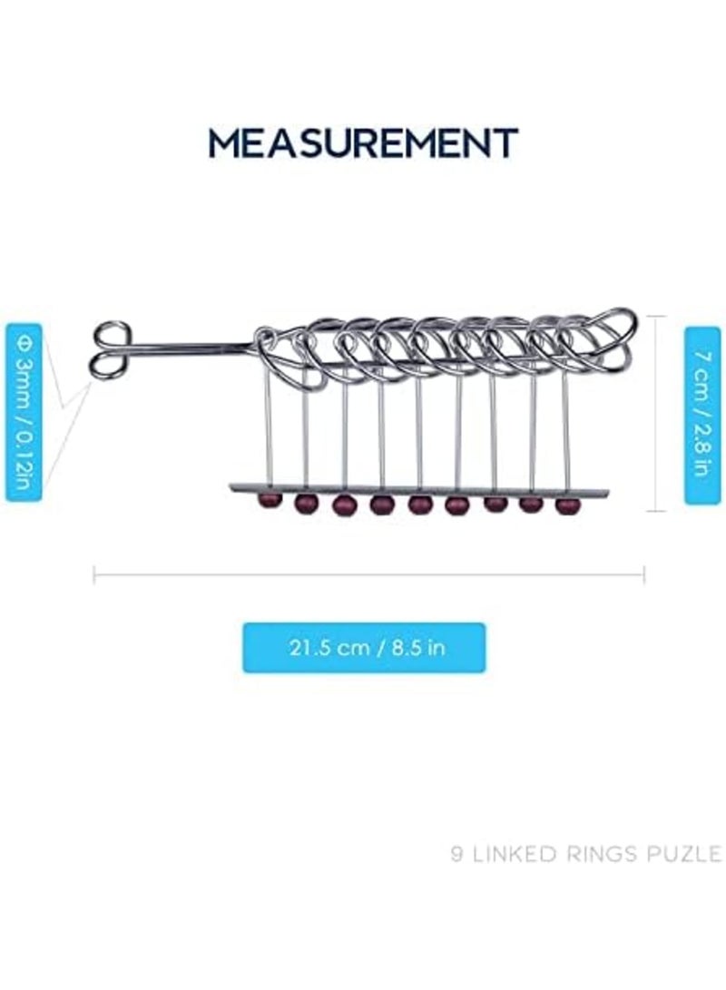Luckam 9 حلقات معدنية مترابطة، ألغاز تقليدية لتحدي العقل للبالغين والأطفال، لعبة خداع ذكية محمولة كلاسيكية، مناسبة للجميع - Image 2