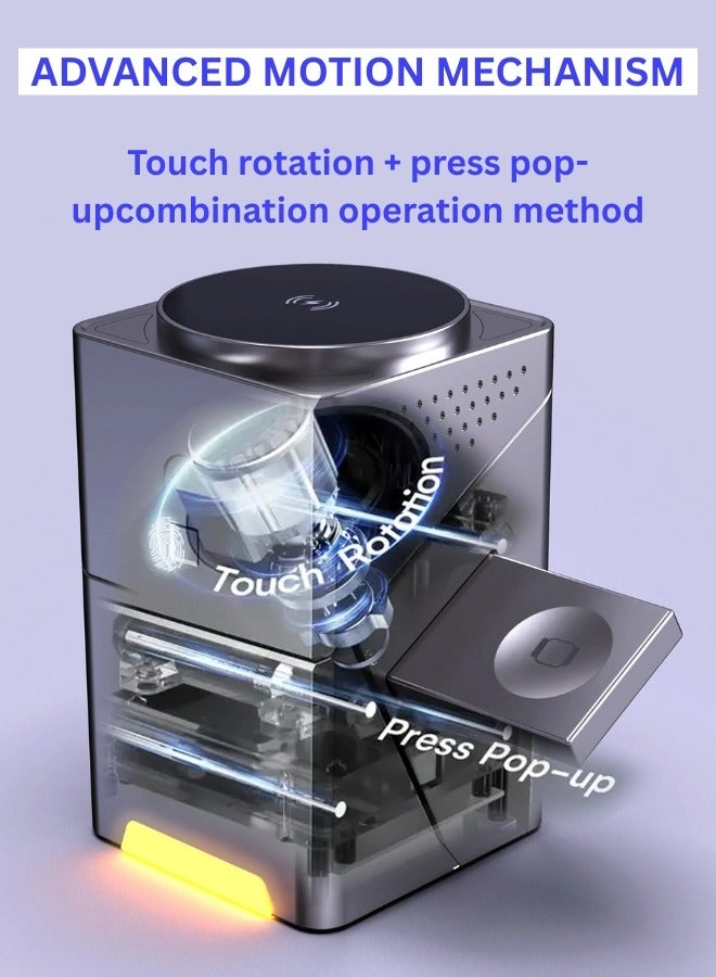 بيتشو مكعب 3 في 1 متوافق مع ماج سيف، شاحن لاسلكي سريع الشحن بقوة 15 وات، متوافق مع آيفون 16/15/14/13، ساعة 1-8/ألترا، سماعات إيربودز برو - Image 4