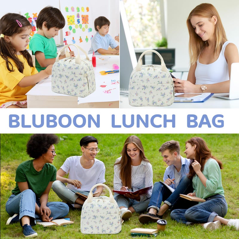 Bluboon Lunch Bag for Women Men Cute Corduroy Lunch Tote Bags Reusable Insulated Lunch Box Large Capacity Reusable Insulated Cooler for Work Picnic or Travel - Image 5