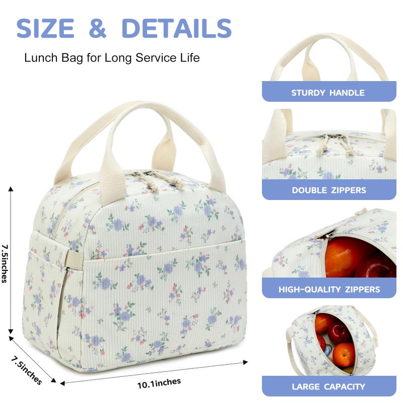 Bluboon Lunch Bag for Women Men Cute Corduroy Lunch Tote Bags Reusable Insulated Lunch Box Large Capacity Reusable Insulated Cooler for Work Picnic or Travel - Image 4