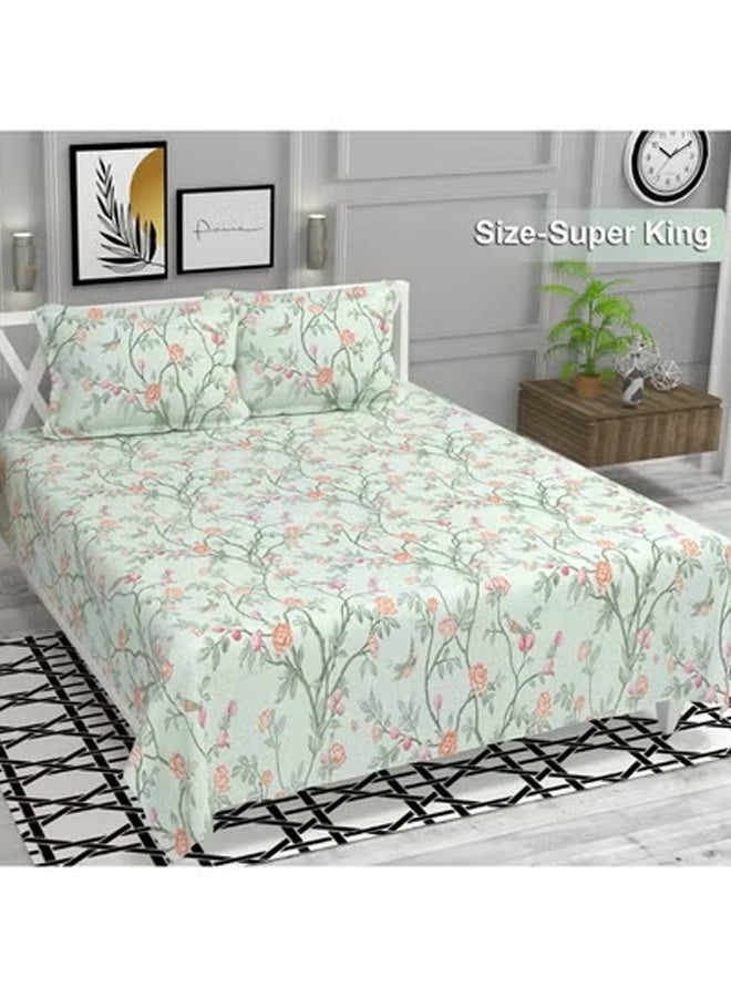 BSB Premium Glace Cotton King Bed Sheets with 2 King Pillowcases by Kingston | Luxurious Soft Sheets (3 Piece Set, 275 X 275 CM Flat sheet, 50 X 75 CM Pillow Covers, Light Green) - Image 1