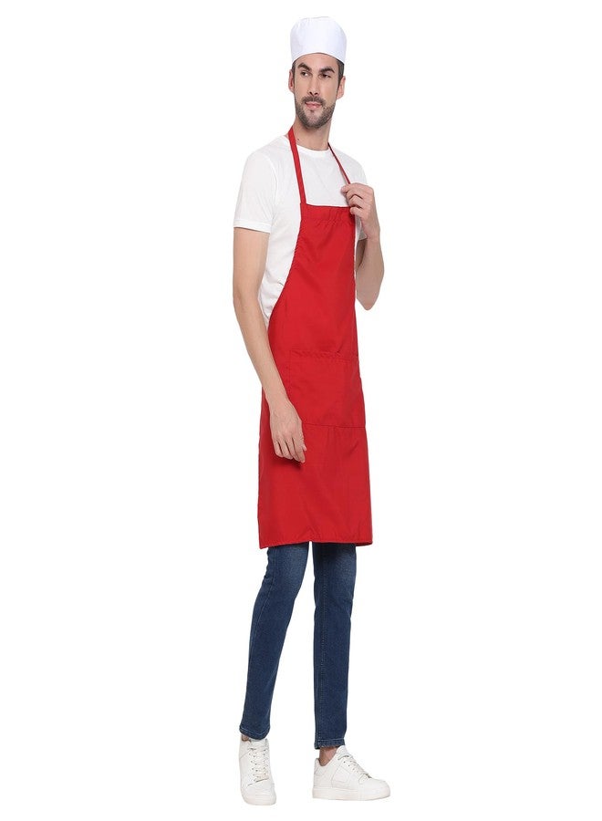 uniformer Apron for Men and Women | Durable & Stylish for Kitchen, Restaurant, Cafes | Ideal for Chefs, Bakers & Home Cooks | Easy to Clean | Unisex Design (Red_Pack of 1) - Image 2