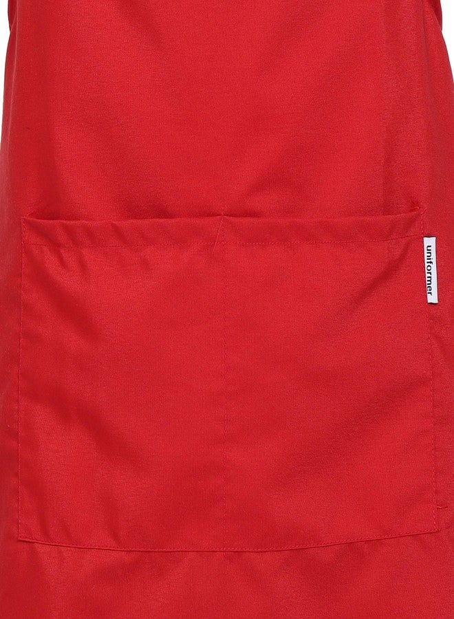 uniformer Apron for Men and Women | Durable & Stylish for Kitchen, Restaurant, Cafes | Ideal for Chefs, Bakers & Home Cooks | Easy to Clean | Unisex Design (Red_Pack of 1) - Image 5
