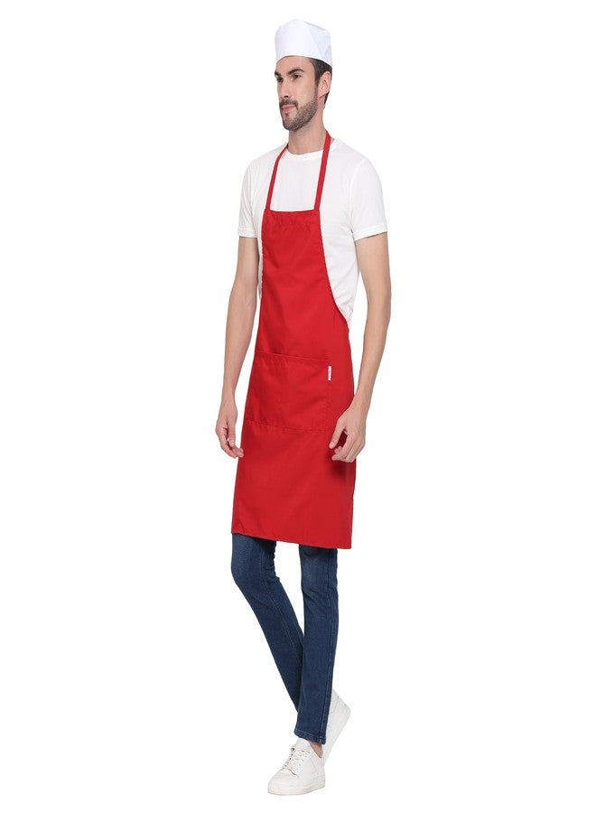 uniformer Apron for Men and Women | Durable & Stylish for Kitchen, Restaurant, Cafes | Ideal for Chefs, Bakers & Home Cooks | Easy to Clean | Unisex Design (Red_Pack of 1) - Image 3