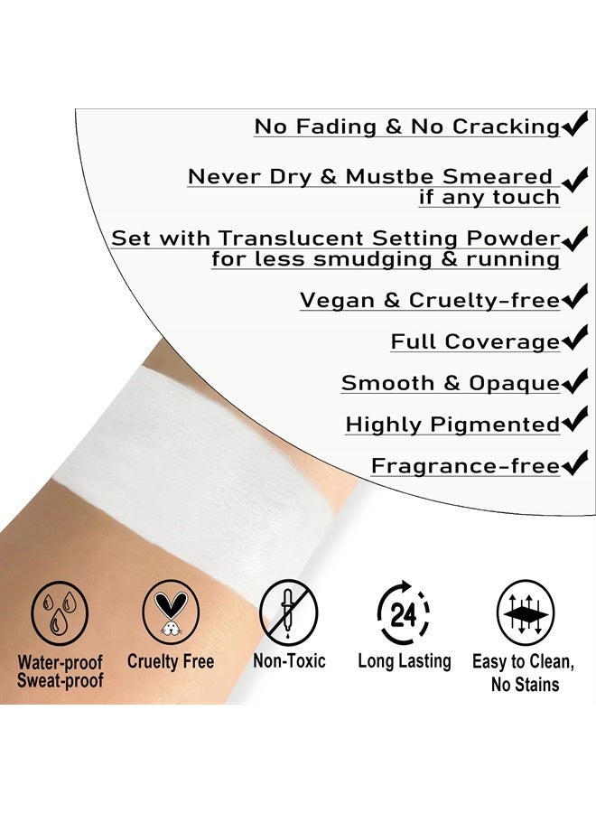 CCBeauty Clown White Face Body Paint Stick Oil, White Eye Black Sticks for Sports, Cream Skeleton Joker Mime Foundation Makeup, Non-Toxic Face Painting Kit for Halloween SFX Cosplay Costume Parties