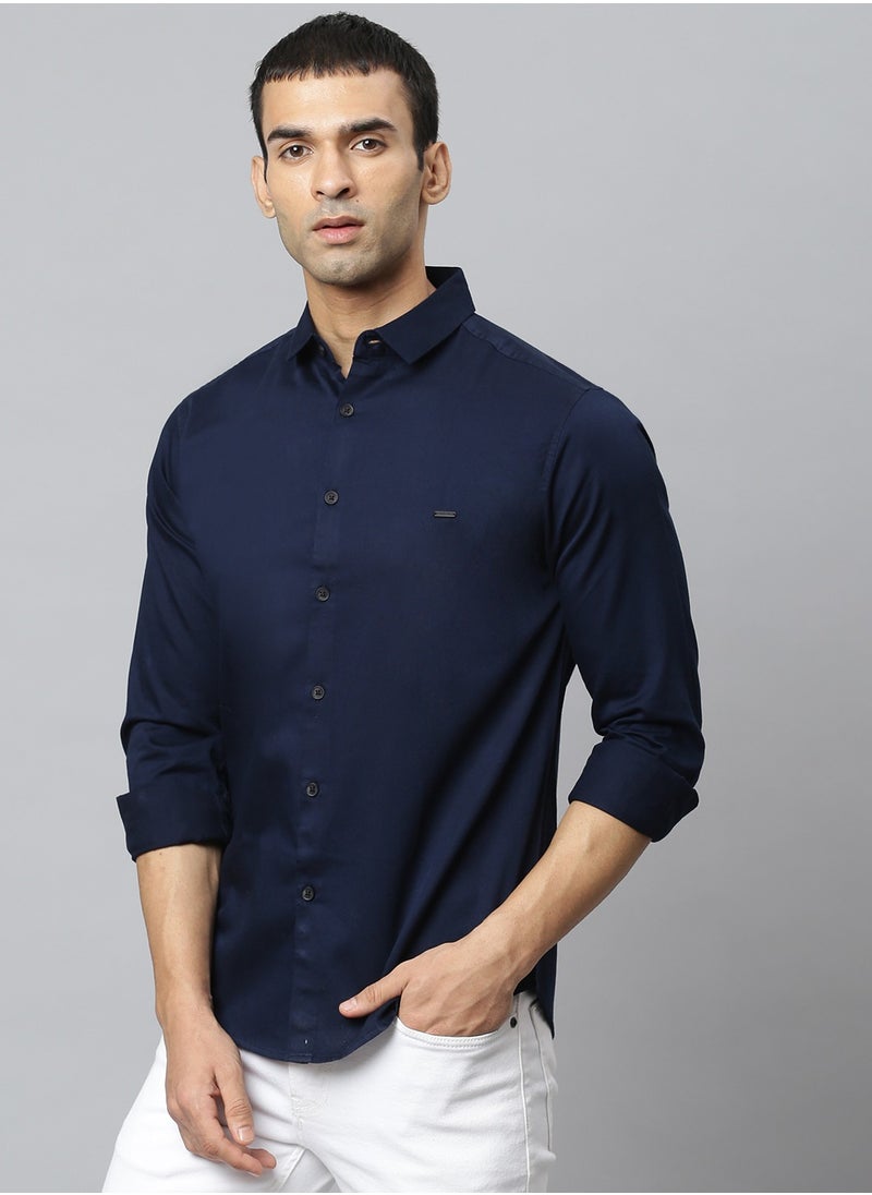 Navy Slim Fit Casual Spread Shirt - 100% Cotton - pzsku/ZA79BE8E6C11976DC4BF4Z/45/_/1721904028/f9d8491a-449d-4c2d-93e3-7c1830acd836