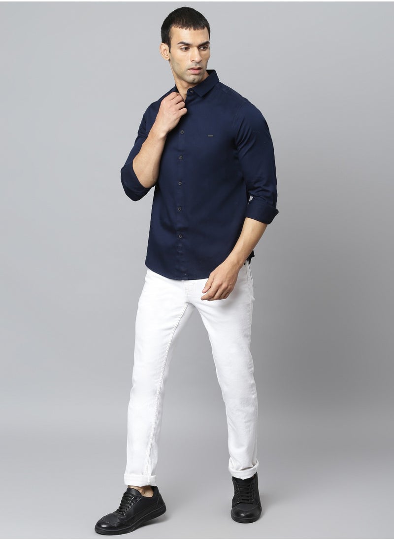 Navy Slim Fit Casual Spread Shirt - 100% Cotton - pzsku/ZA79BE8E6C11976DC4BF4Z/45/_/1723660641/179deb21-f54b-4906-b035-d3260491994d