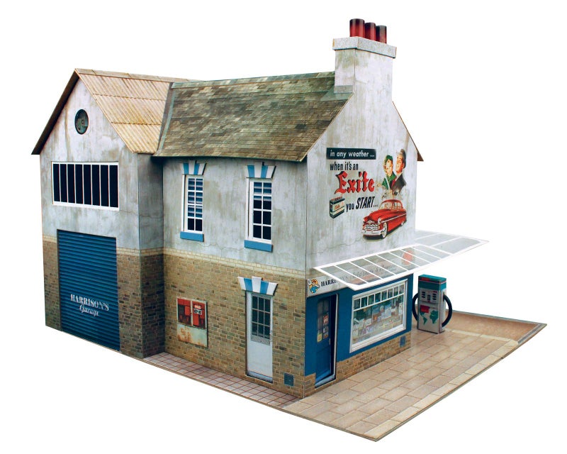 The CityBuilder Garage & Shop Cardboard Model Making Kit - O Scale Model Railroad Building - Image 2