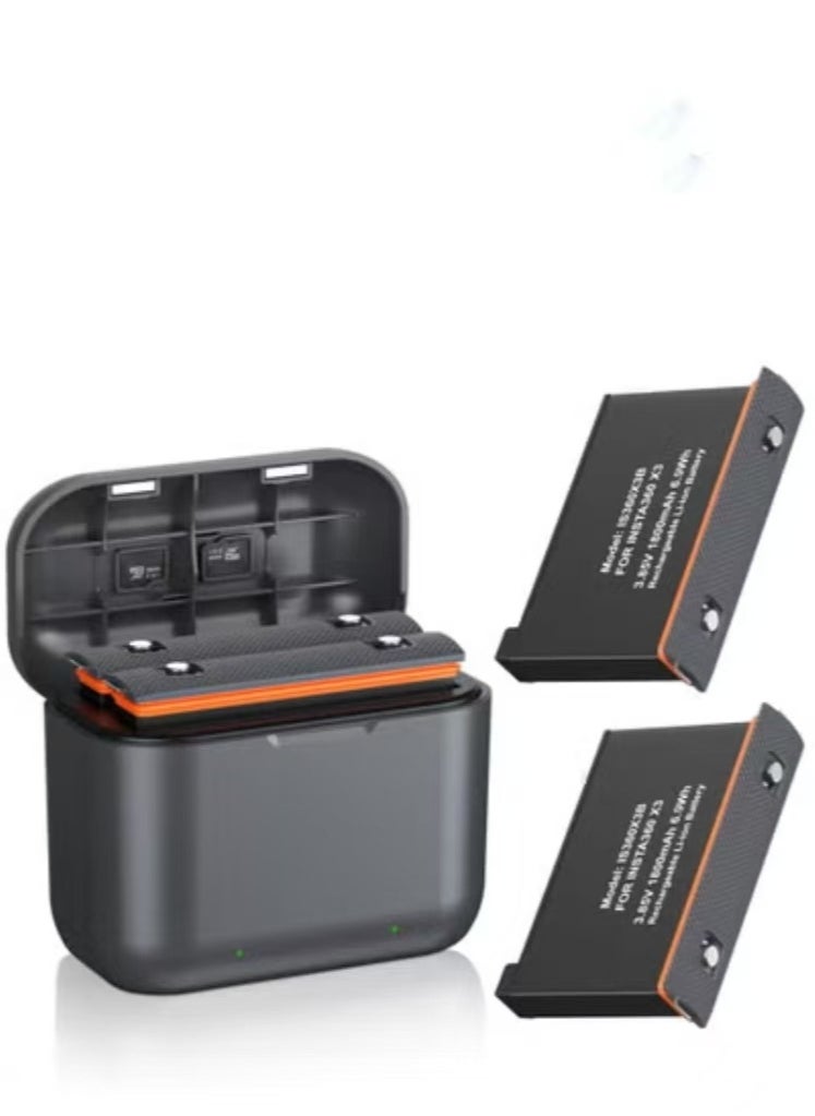 Captaintech 2 Packs Replacement for Insta 360 x3 Battery 1800mAh and Dual Slot USB Fast Charger Hub Compatible with Insta360 X3 Action Camera High Capacity Electric Core (Fully Compatible with Original)  - Image 1