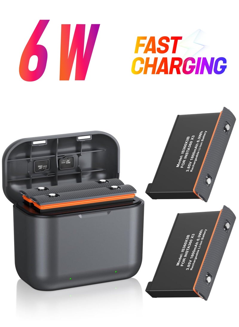 Captaintech 2 Packs Replacement for Insta 360 x3 Battery 1800mAh and Dual Slot USB Fast Charger Hub Compatible with Insta360 X3 Action Camera High Capacity Electric Core (Fully Compatible with Original)  - Image 1