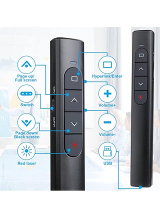 Wireless Presenter Remote, Presentation Clicker with Hyperlink & Volume Remote Control PowerPoint Office Presentation Clicker for Keynote/PPT/Mac/PC/Laptop(No Battery Included) - view 4