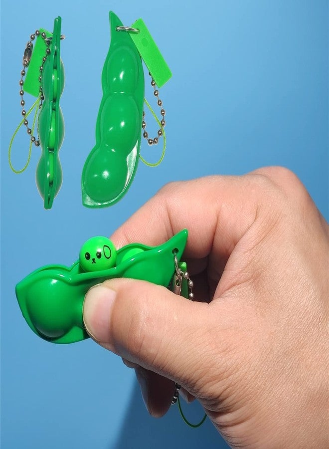 Ganjiang 12PCS Squeeze Bean Keychain Fidget Toys for Skin Picking, Pea Pod Sensory Fidget Toys,Stress Relief,Party Favor Toys - Image 4