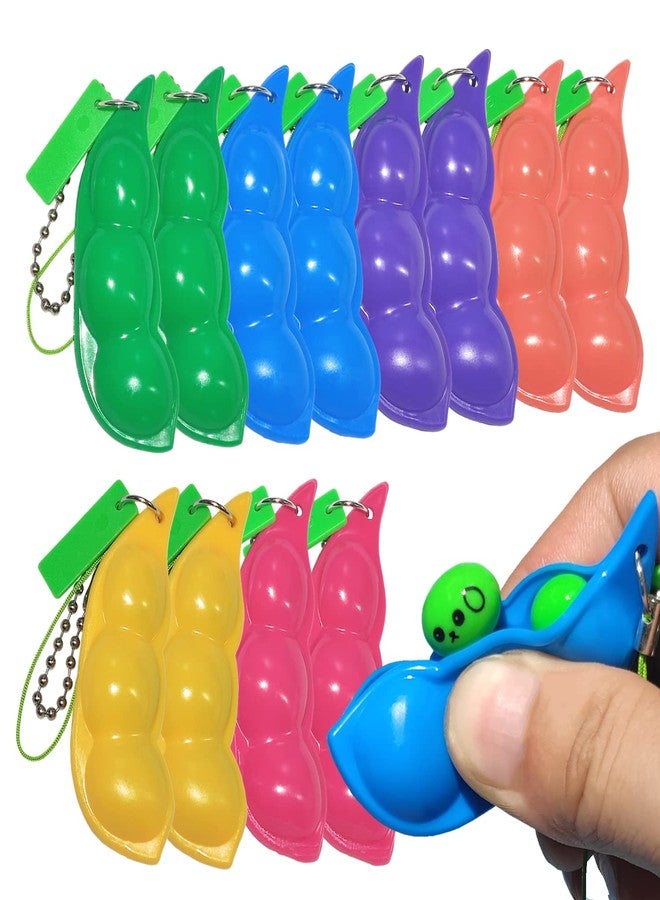 Ganjiang 12PCS Squeeze Bean Keychain Fidget Toys for Skin Picking, Pea Pod Sensory Fidget Toys,Stress Relief,Party Favor Toys - Image 1